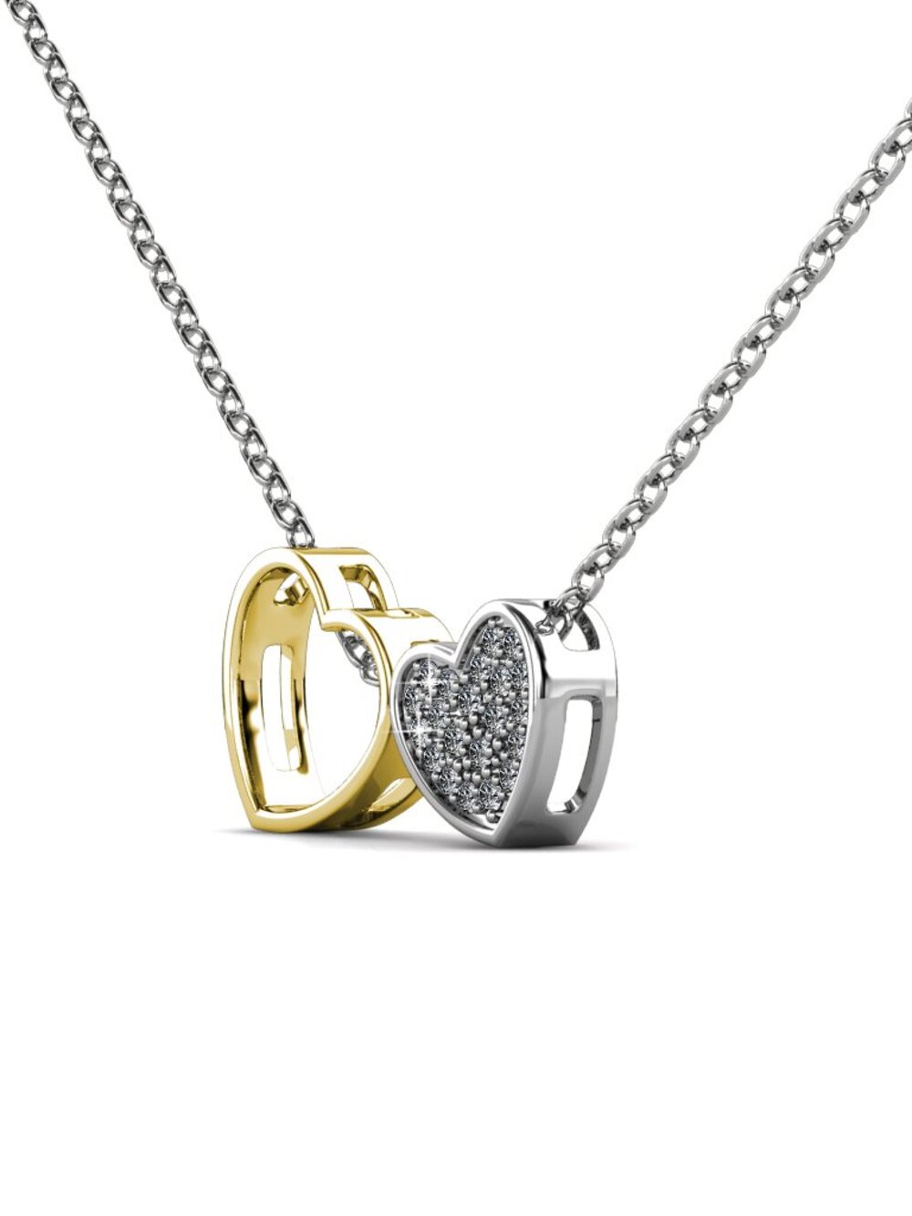 Detachable Two-Tone Heart Pendant Necklace made with Crystals by Swarovski, 17" - Picture 5 of 5